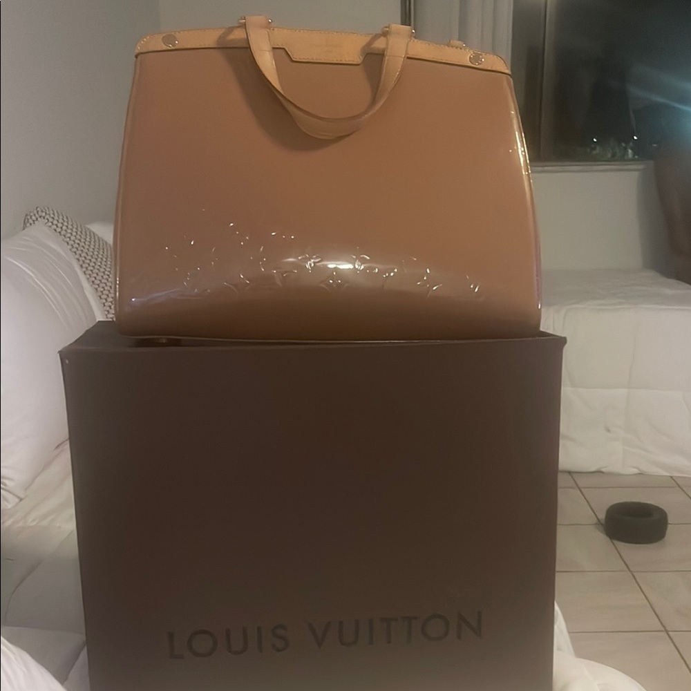 Louis Vuitton Tan Satchel Bag Structured Design